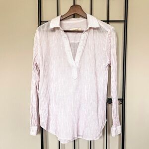 LOFT Striped Gauze Cotton Shirt Sz S